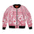 Pink Bula Fiji Bomber Jacket Unique Masi Tapa Pattern