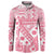 Pink Bula Fiji Button Sweatshirt Unique Masi Tapa Pattern