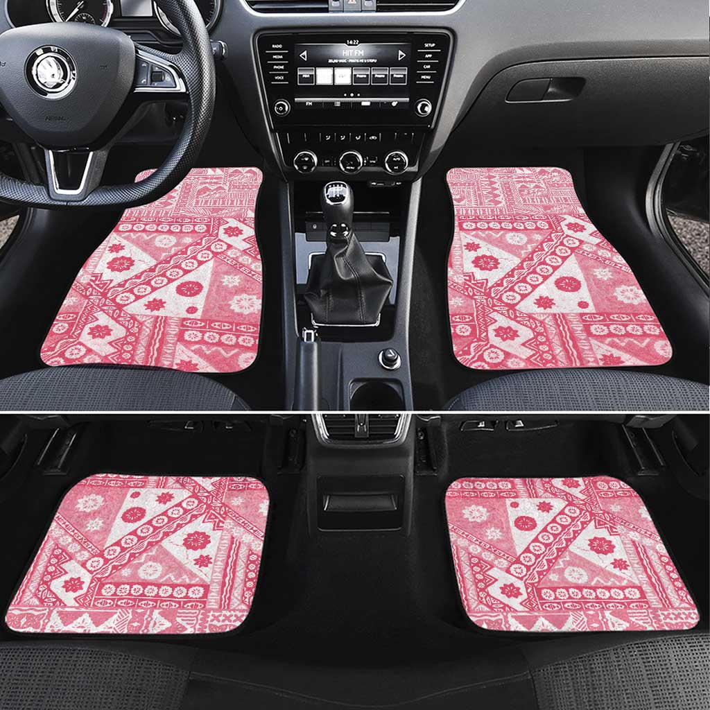 Pink Bula Fiji Car Mats Unique Masi Tapa Pattern