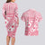 Pink Bula Fiji Couples Matching Long Sleeve Bodycon Dress and Hawaiian Shirt Unique Masi Tapa Pattern