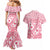 Pink Bula Fiji Couples Matching Mermaid Dress and Hawaiian Shirt Unique Masi Tapa Pattern