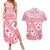 Pink Bula Fiji Couples Matching Summer Maxi Dress and Hawaiian Shirt Unique Masi Tapa Pattern