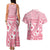 Pink Bula Fiji Couples Matching Tank Maxi Dress and Hawaiian Shirt Unique Masi Tapa Pattern