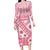 Pink Bula Fiji Family Matching Long Sleeve Bodycon Dress and Hawaiian Shirt Unique Masi Tapa Pattern