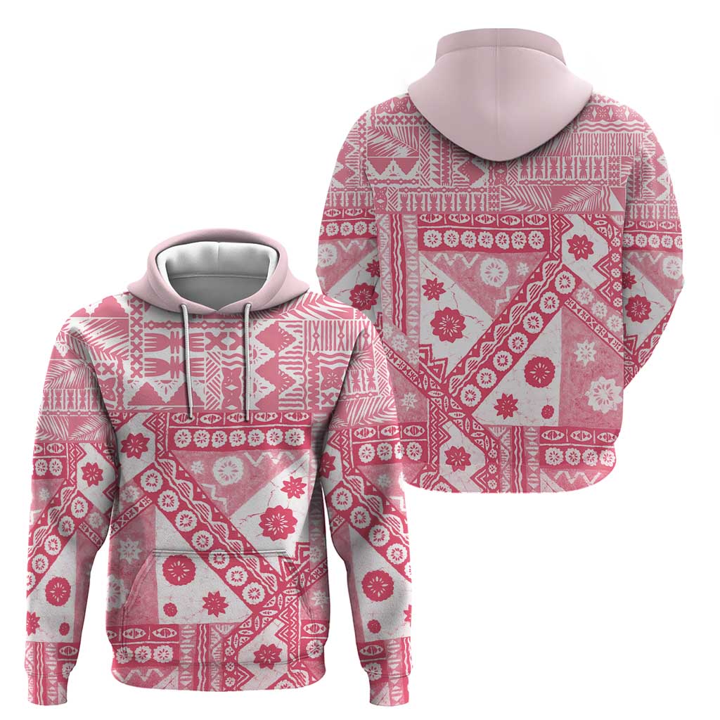 Pink Bula Fiji Hoodie Unique Masi Tapa Pattern