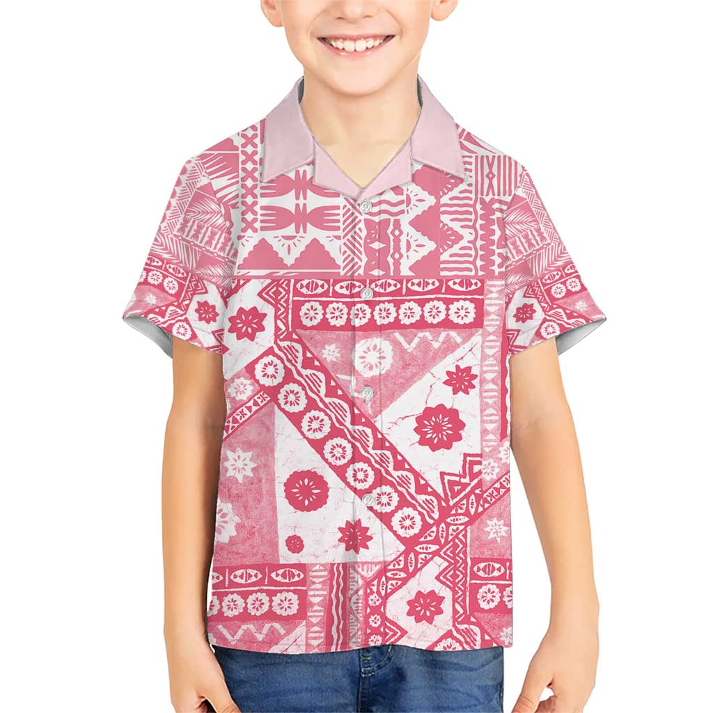 Pink Bula Fiji Kid Hawaiian Shirt Unique Masi Tapa Pattern