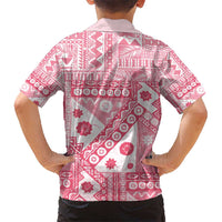 Pink Bula Fiji Kid Hawaiian Shirt Unique Masi Tapa Pattern