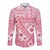 Pink Bula Fiji Long Sleeve Button Shirt Unique Masi Tapa Pattern