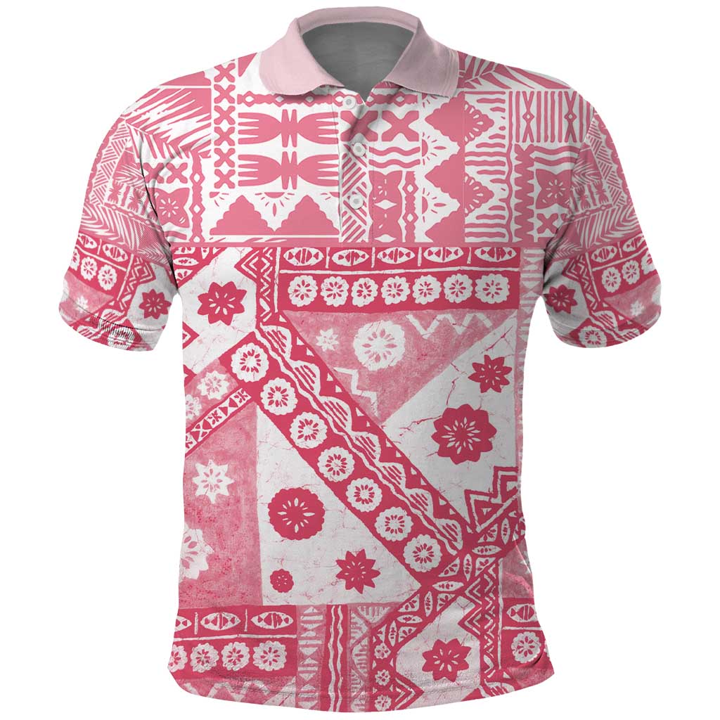 Pink Bula Fiji Polo Shirt Unique Masi Tapa Pattern