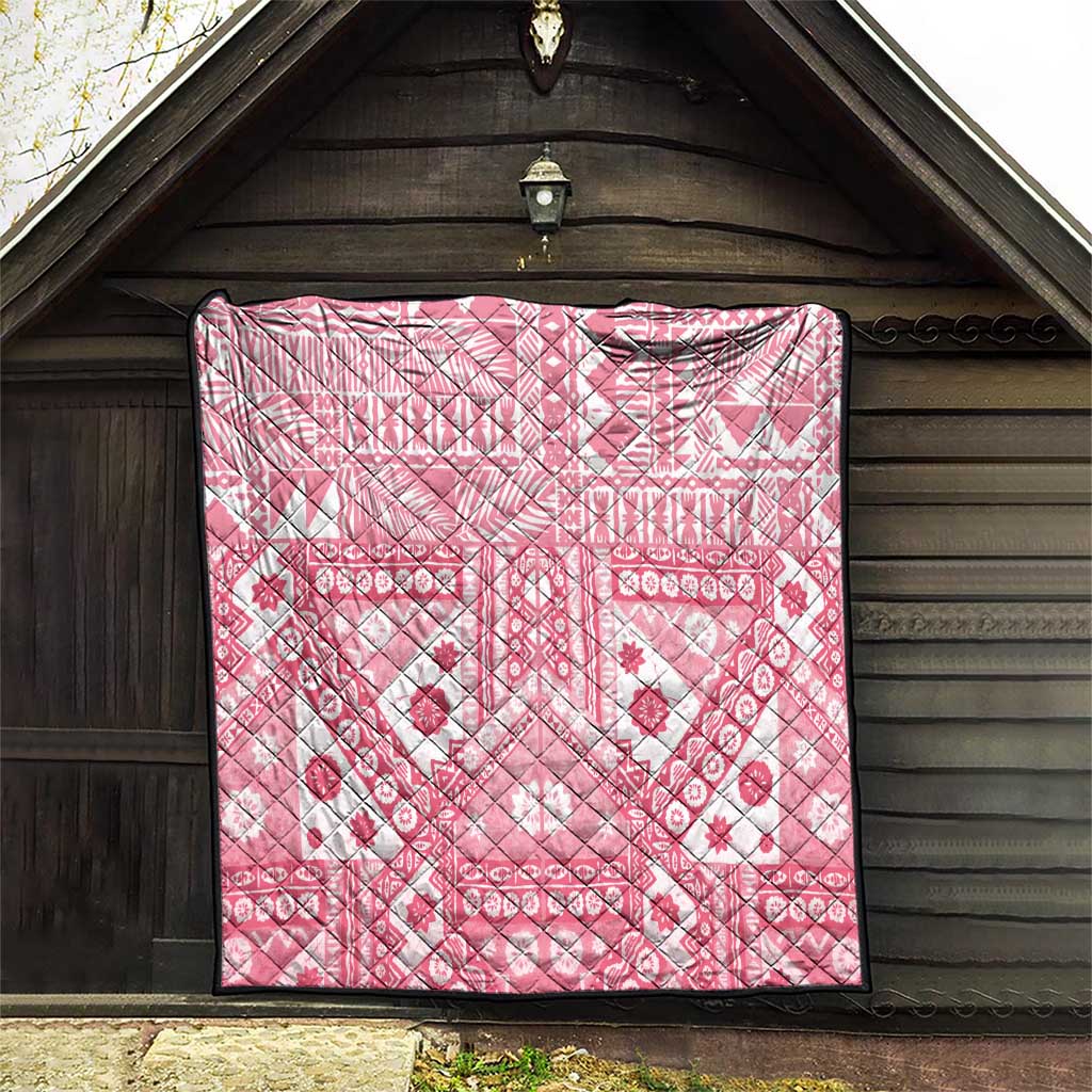 Pink Bula Fiji Quilt Unique Masi Tapa Pattern