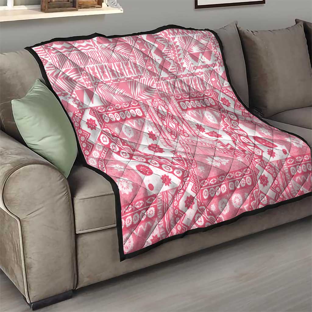 Pink Bula Fiji Quilt Unique Masi Tapa Pattern