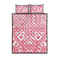Pink Bula Fiji Quilt Bed Set Unique Masi Tapa Pattern