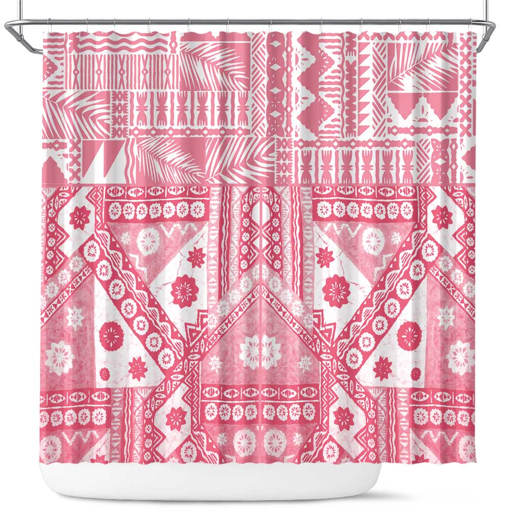 Pink Bula Fiji Shower Curtain Unique Masi Tapa Pattern