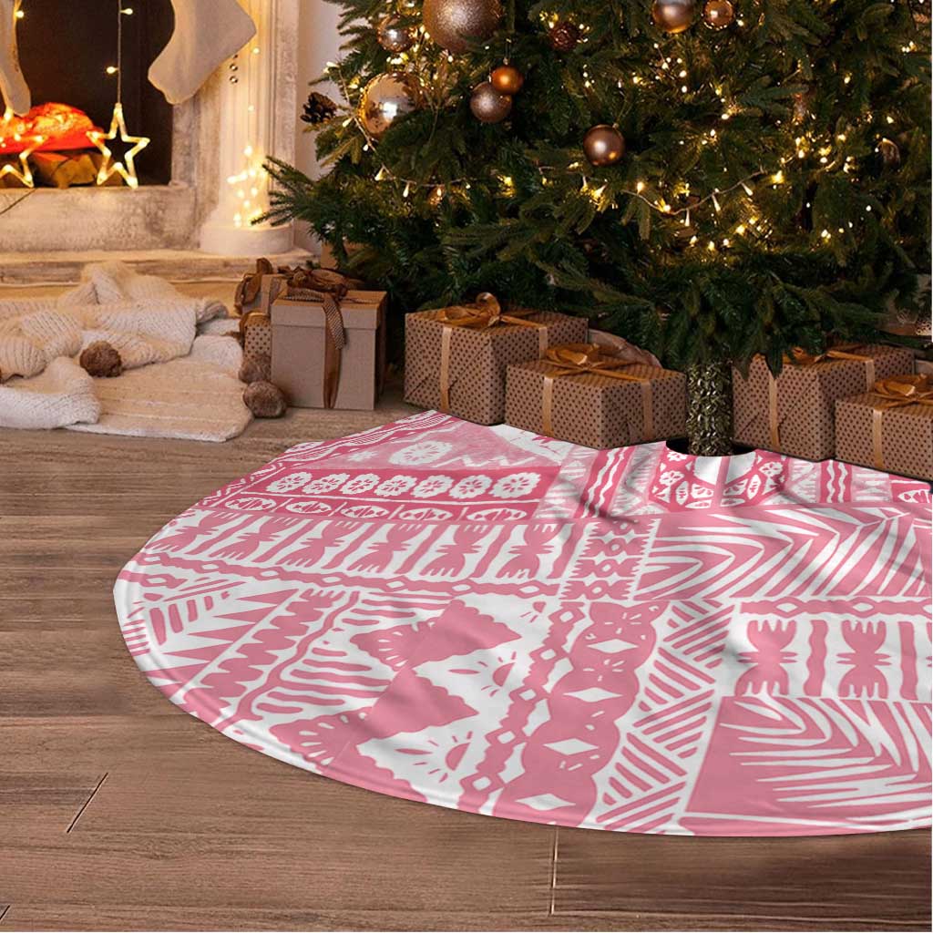 Pink Bula Fiji Tree Skirt Unique Masi Tapa Pattern