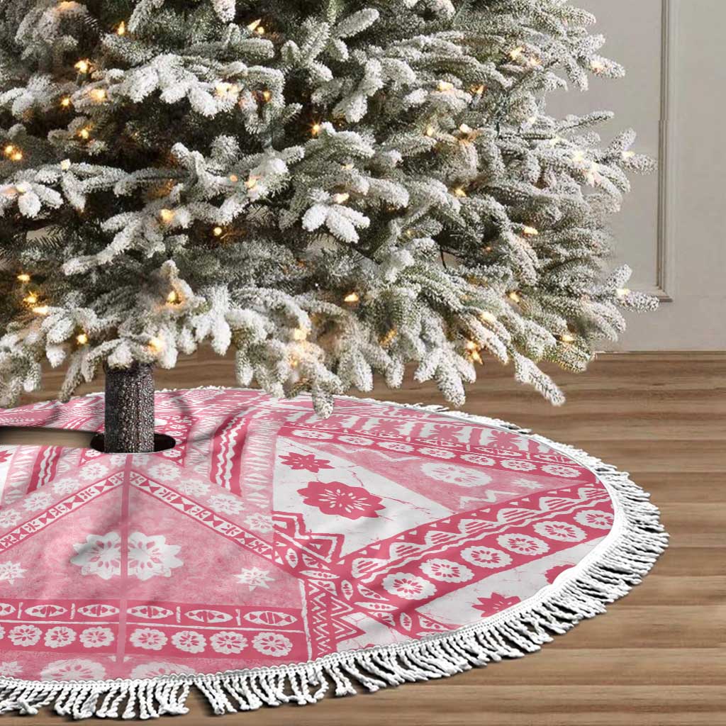 Pink Bula Fiji Tree Skirt Unique Masi Tapa Pattern