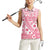 Pink Bula Fiji Women Sleeveless Polo Shirt Unique Masi Tapa Pattern