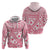 Pink Bula Fiji Zip Hoodie Unique Masi Tapa Pattern