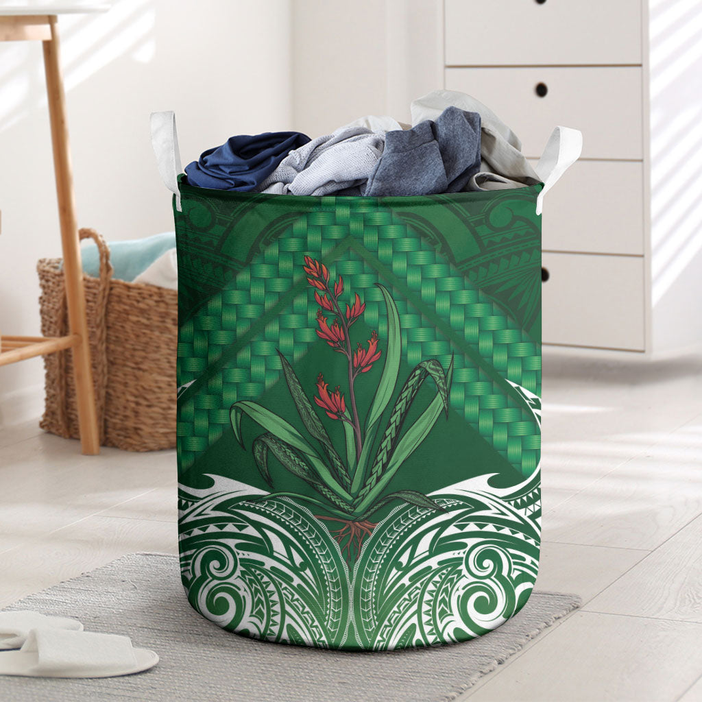 Rongoa Maori New Zealand Harakeke Laundry Basket NZ Weaving Pattern Green LT14 Green - Polynesian Pride