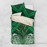 Rongoa Maori New Zealand Harakeke Bedding Set NZ Weaving Pattern Green LT14 US Twin 172cm x 218cm Green - Polynesian Pride
