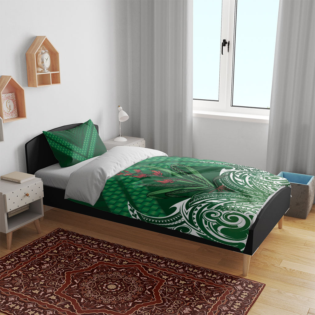 Rongoa Maori New Zealand Harakeke Bedding Set NZ Weaving Pattern Green LT14 - Polynesian Pride