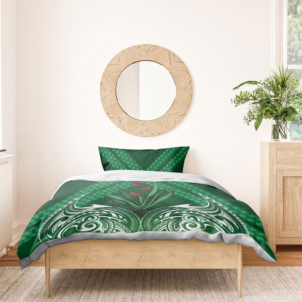 Rongoa Maori New Zealand Harakeke Bedding Set NZ Weaving Pattern Green LT14 - Polynesian Pride