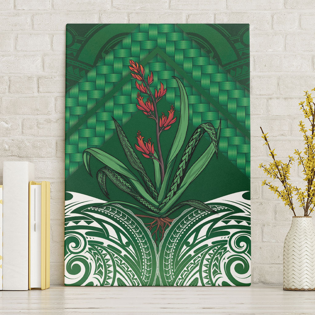 Rongoa Maori New Zealand Harakeke Canvas Wall Art NZ Weaving Pattern Green LT14 Without Frame Green - Polynesian Pride