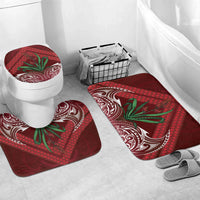 Rongoa Maori New Zealand Harakeke Bathroom Set NZ Weaving Pattern Red LT14 Mat Set Only (3 pcs) One Size Red - Polynesian Pride