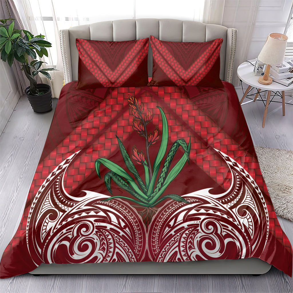 Rongoa Maori New Zealand Harakeke Bedding Set NZ Weaving Pattern Red LT14 - Polynesian Pride