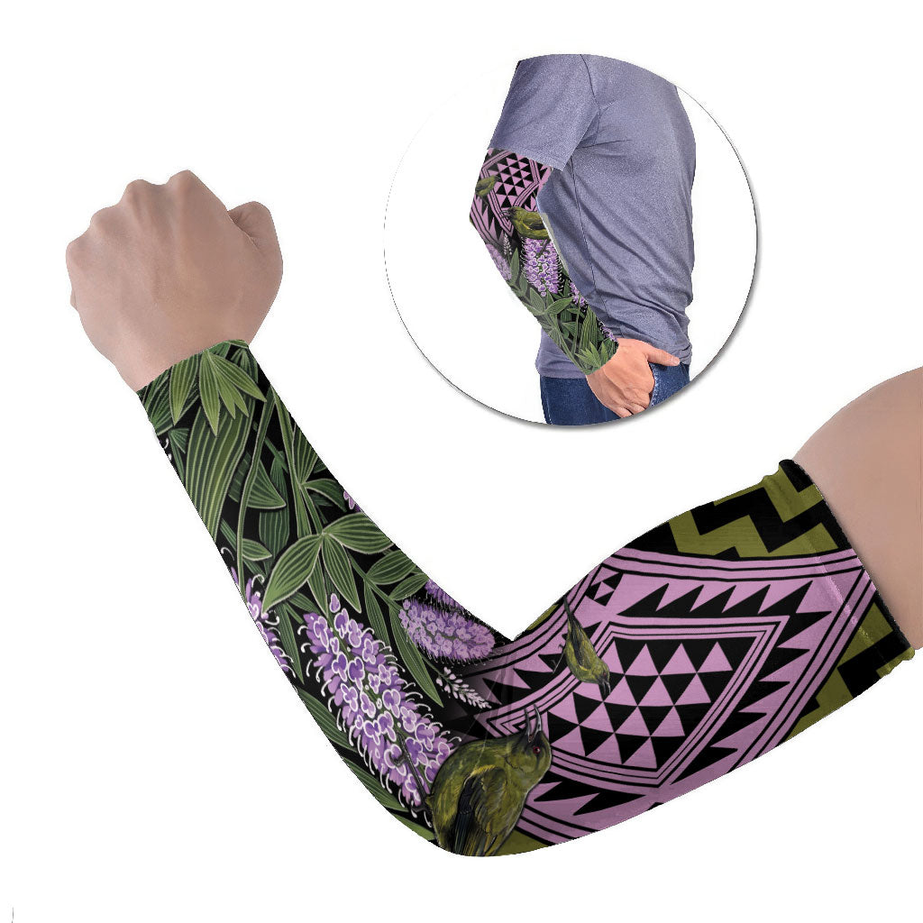 Rongoa Maori New Zealand Koromiko Arm Sleeves NZ Hebe Korimako Bellbird Poutama LT14 Set of 2 Green - Polynesian Pride