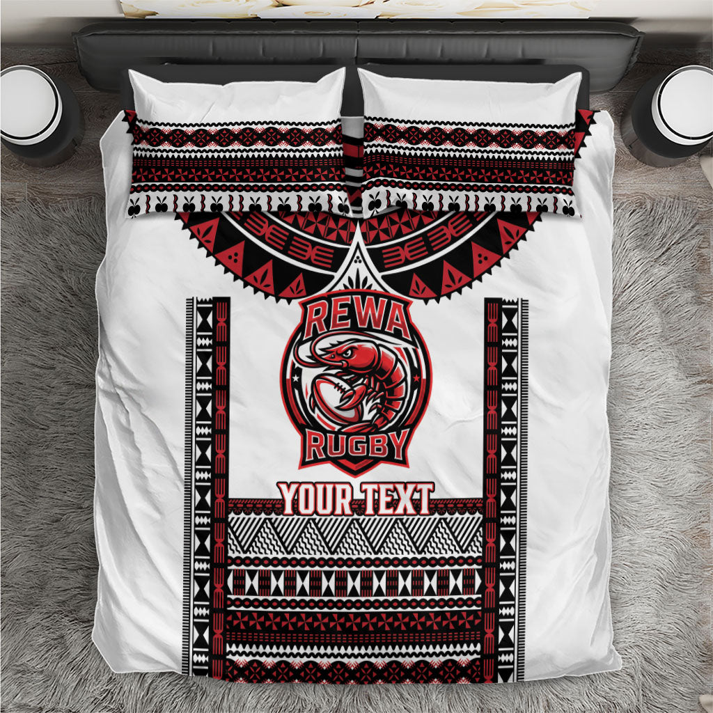 Fiji Rewa Rugby Custom Bedding Set Go Champions Fijian Tapa Pattern LT14 White - Polynesian Pride
