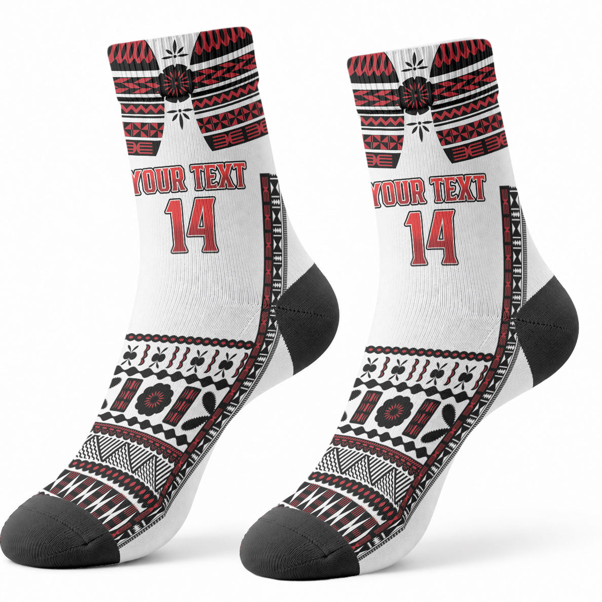 Fiji Rewa Rugby Custom Crew Socks Go Champions Fijian Tapa Pattern LT14 - Polynesian Pride