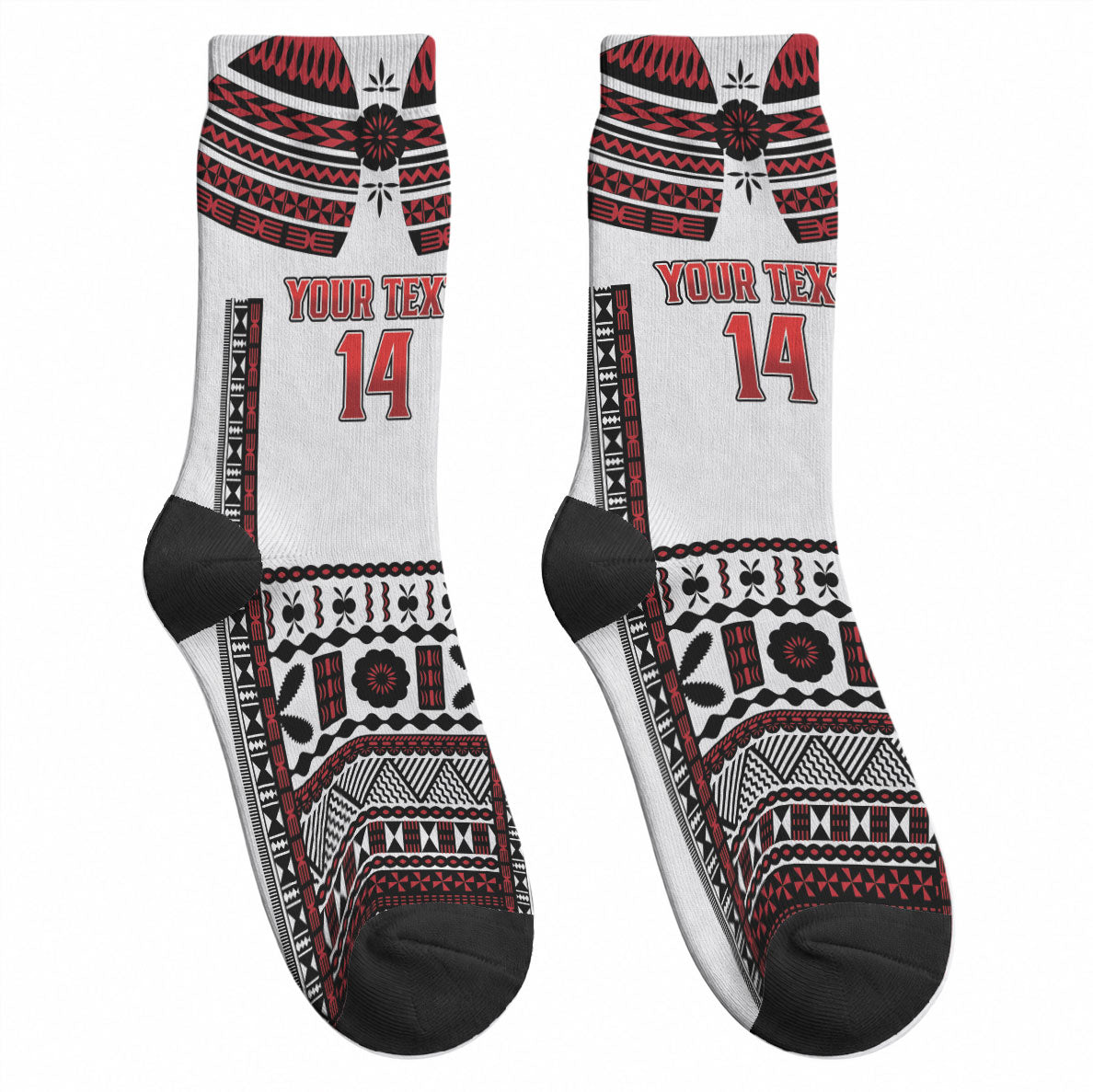 Fiji Rewa Rugby Custom Crew Socks Go Champions Fijian Tapa Pattern LT14 - Polynesian Pride