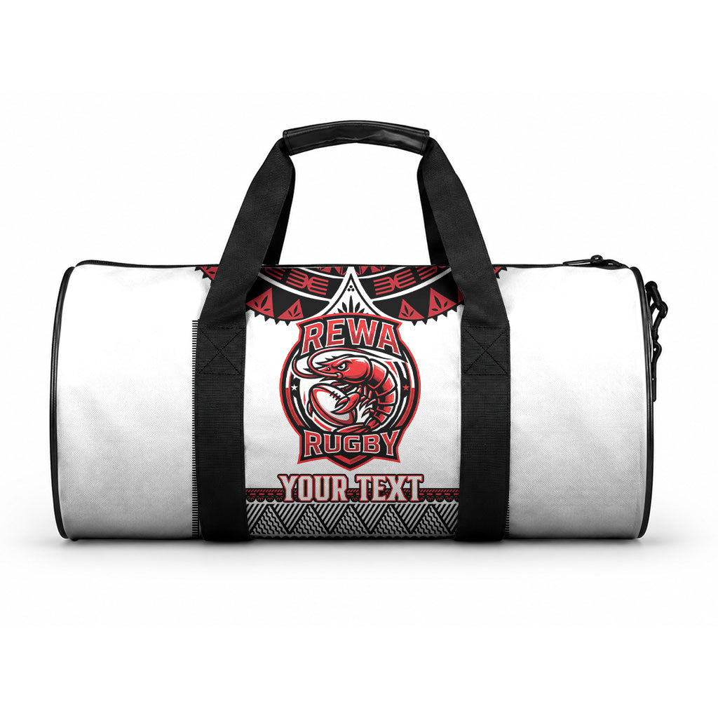 Fiji Rewa Rugby Custom Duffle Bag Go Champions Fijian Tapa Pattern LT14 One size White - Polynesian Pride