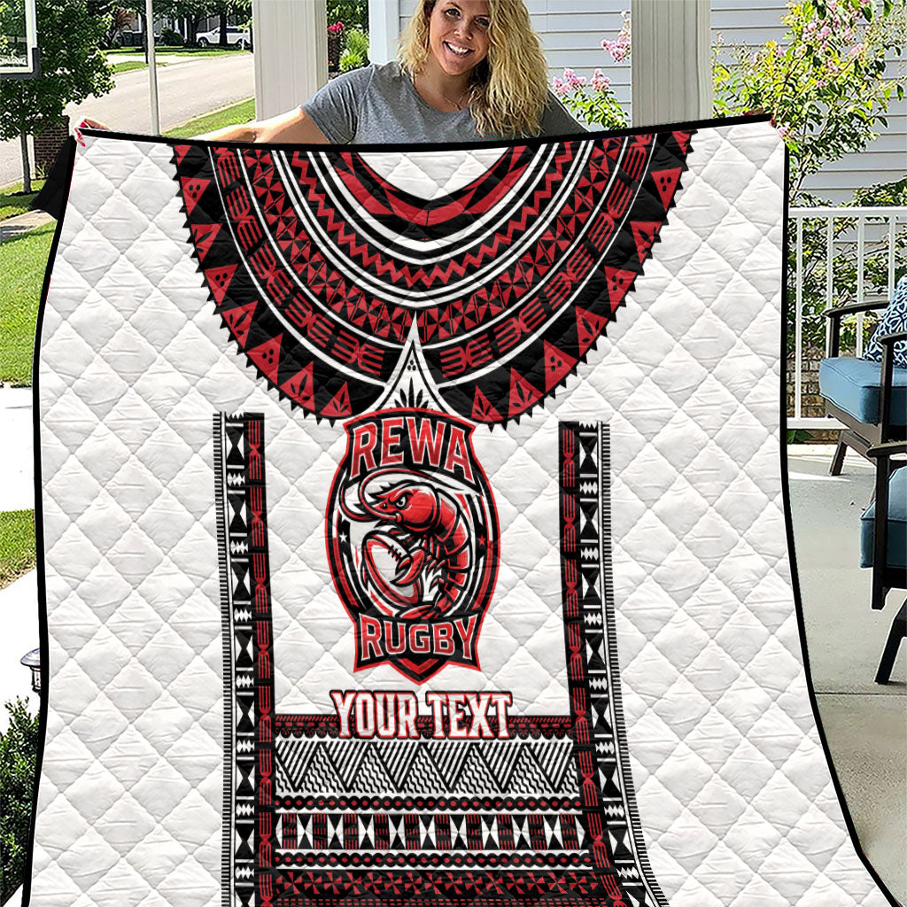 Fiji Rewa Rugby Custom Quilt Go Champions Fijian Tapa Pattern LT14 White - Polynesian Pride