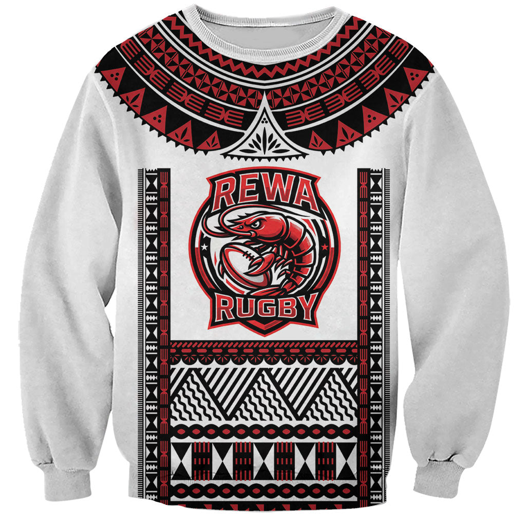 Fiji Rewa Rugby Custom Sweatshirt Go Champions Fijian Tapa Pattern LT14 Unisex White - Polynesian Pride