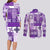 Hawaiian Quilt Couples Matching Long Sleeve Bodycon Dress and Long Sleeve Button Shirt Tiki Tropical Retro Purple Version LT14 - Polynesian Pride