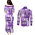 Hawaiian Quilt Couples Matching Puletasi Dress and Long Sleeve Button Shirt Tiki Tropical Retro Purple Version LT14 - Polynesian Pride