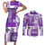 Hawaiian Quilt Couples Matching Short Sleeve Bodycon Dress and Long Sleeve Button Shirt Tiki Tropical Retro Purple Version LT14 Purple - Polynesian Pride