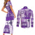 Hawaiian Quilt Couples Matching Short Sleeve Bodycon Dress and Long Sleeve Button Shirt Tiki Tropical Retro Purple Version LT14 - Polynesian Pride