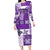 Hawaiian Quilt Family Matching Long Sleeve Bodycon Dress and Hawaiian Shirt Tiki Tropical Retro Purple Version LT14 Mom's Dress Purple - Polynesian Pride