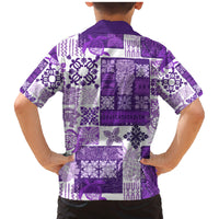 Hawaiian Quilt Family Matching Mermaid Dress and Hawaiian Shirt Tiki Tropical Retro Purple Version LT14 - Polynesian Pride