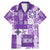 Hawaiian Quilt Family Matching Mermaid Dress and Hawaiian Shirt Tiki Tropical Retro Purple Version LT14 Dad's Shirt - Short Sleeve Purple - Polynesian Pride