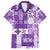 Hawaiian Quilt Family Matching Off Shoulder Long Sleeve Dress and Hawaiian Shirt Tiki Tropical Retro Purple Version LT14 Dad's Shirt - Short Sleeve Purple - Polynesian Pride