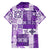 Hawaiian Quilt Family Matching Off Shoulder Long Sleeve Dress and Hawaiian Shirt Tiki Tropical Retro Purple Version LT14 - Polynesian Pride