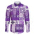 Hawaiian Quilt Family Matching Off Shoulder Long Sleeve Dress and Hawaiian Shirt Tiki Tropical Retro Purple Version LT14 Dad's Shirt - Long Sleeve Purple - Polynesian Pride