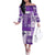 Hawaiian Quilt Family Matching Off Shoulder Long Sleeve Dress and Hawaiian Shirt Tiki Tropical Retro Purple Version LT14 Mom's Dress Purple - Polynesian Pride