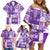 Hawaiian Quilt Family Matching Off Shoulder Short Dress and Hawaiian Shirt Tiki Tropical Retro Purple Version LT14 - Polynesian Pride