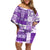 Hawaiian Quilt Family Matching Off Shoulder Short Dress and Hawaiian Shirt Tiki Tropical Retro Purple Version LT14 Mom's Dress Purple - Polynesian Pride