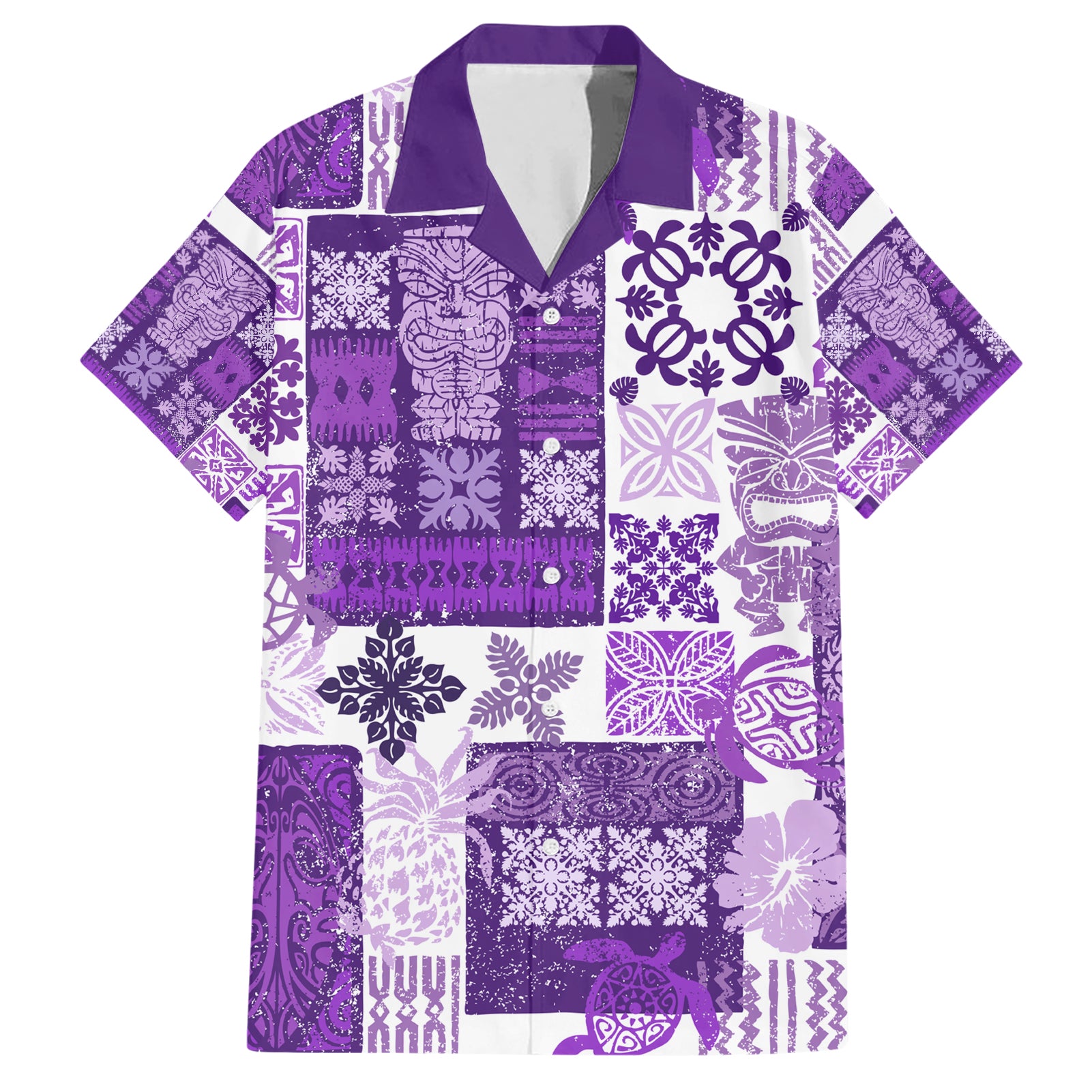 Hawaiian Quilt Hawaiian Shirt Tiki Tropical Retro Purple Version LT14 Purple - Polynesian Pride