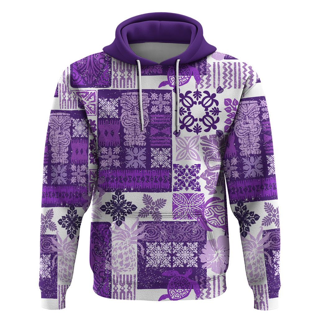 Hawaiian Quilt Hoodie Tiki Tropical Retro Purple Version LT14 Purple - Polynesian Pride